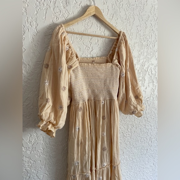 FREE PEOPLE Dahlia Embroidered Cotton Maxi Dress size Medium - Picture 5 of 8